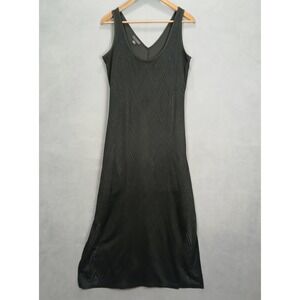 Metaphor Maxi Dress Womens Medium Black Textured Diamond Sleeveless Side Slit